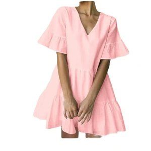 NWT Fancyinn l Pink Babydoll Ruffle Dress - Size Small